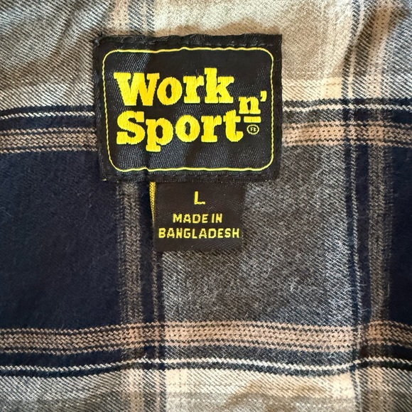 Work n' Sport Western Pearl Snap Shirt Long Sleeve Heavy Flannel Men's Size L - Picture 4 of 4